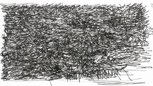 Gribouillis au Bis, stylo bille sur papier, 10 cm x 8 cm